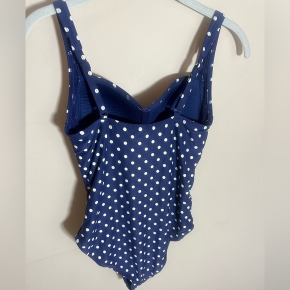 Bond-Eye Australia Front Twist One Piece Swimsuit in Navy Blue Polka Dot size 6 - Picture 3 of 8